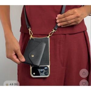 Nip/nib/nwt bandolier add on  black & gold  magnetic wallet remi